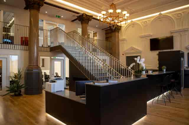 Elegant Banking Hall in PROFOLK, featuring high ceilings for events and meetings.