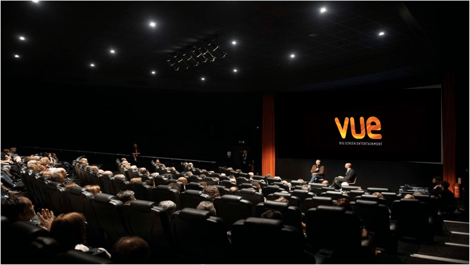 "VUE West End cinema event with engaged audience and professional lighting"