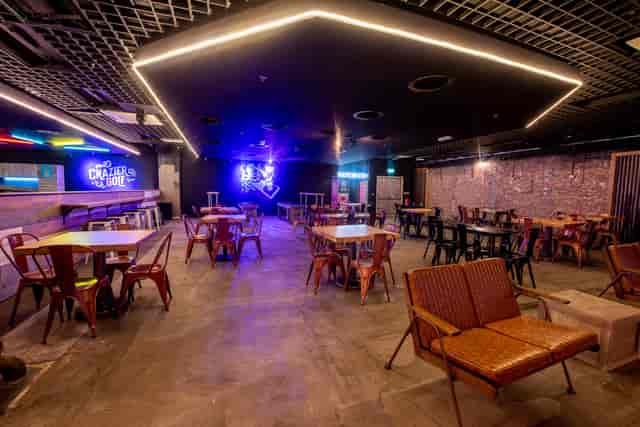 Versatile event space at Boom Battle Bar, featuring flexible seating for networking and workshops.
