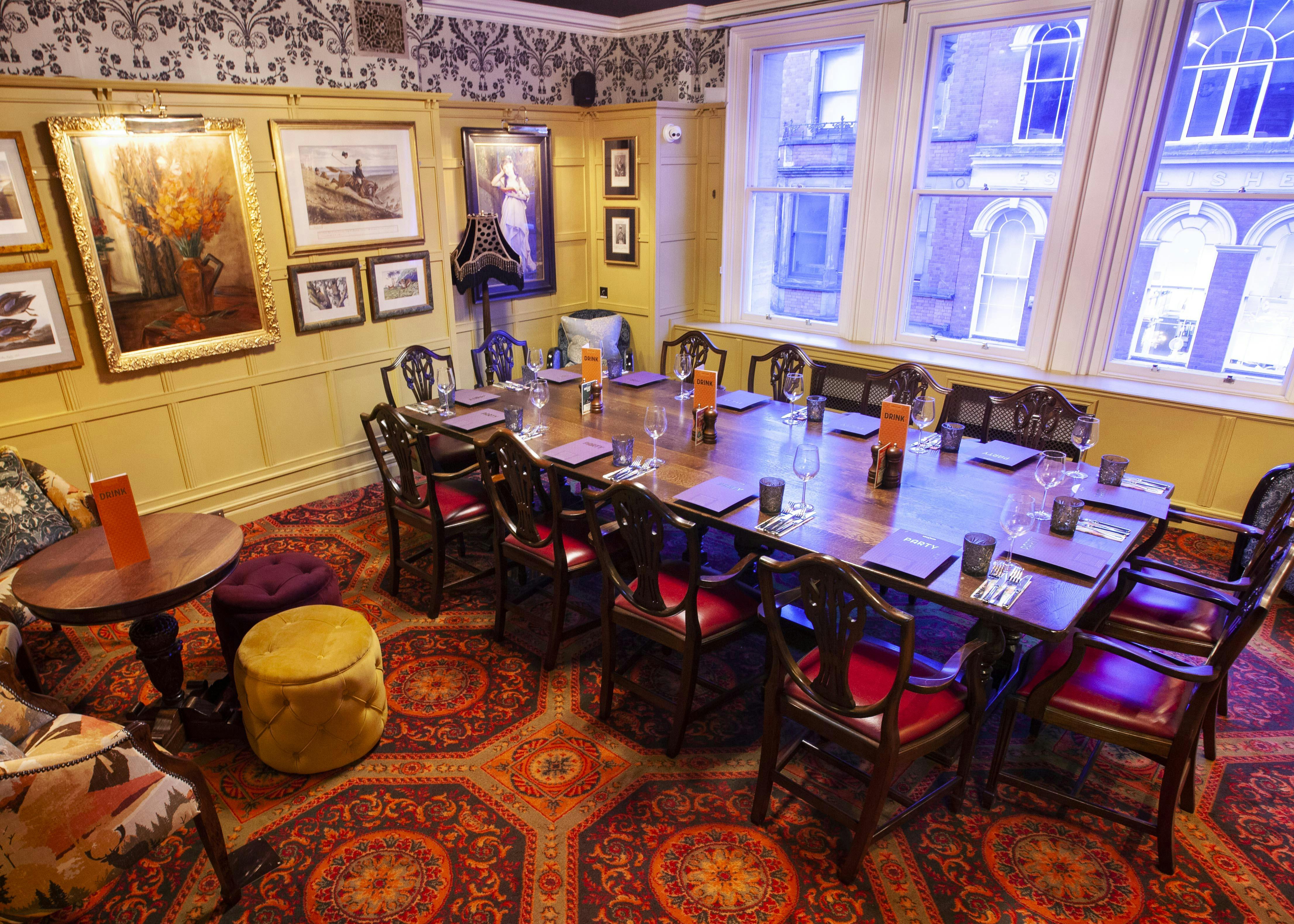 Meeting room at The Byron, Cosy Club Nottingham, ideal for intimate gatherings and events.