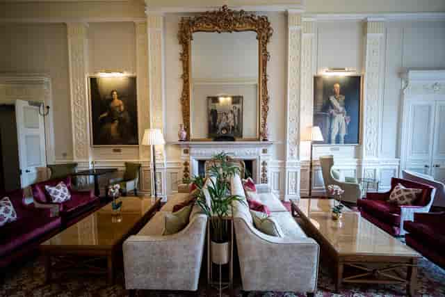 Opulent Drawing Room at Six Park Place: historic venue for VIP receptions and elegant events.