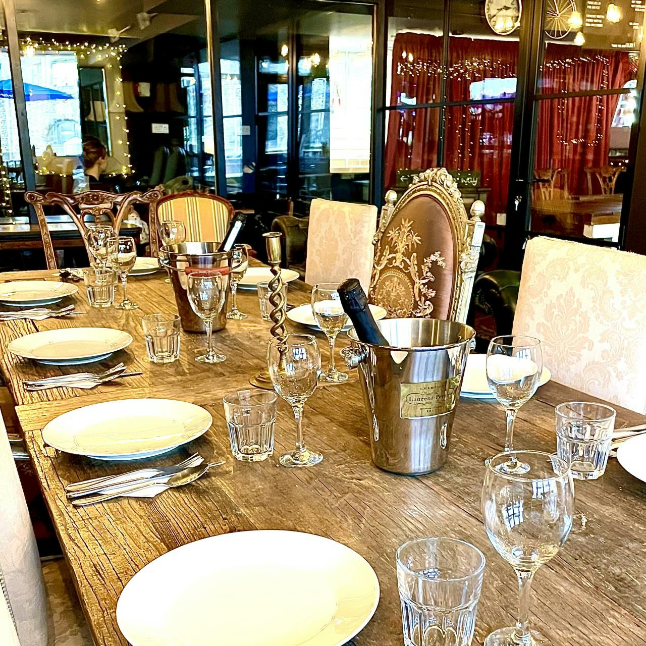 Elegant dining table in BROWN & BYE's Private Dining Room for upscale events.