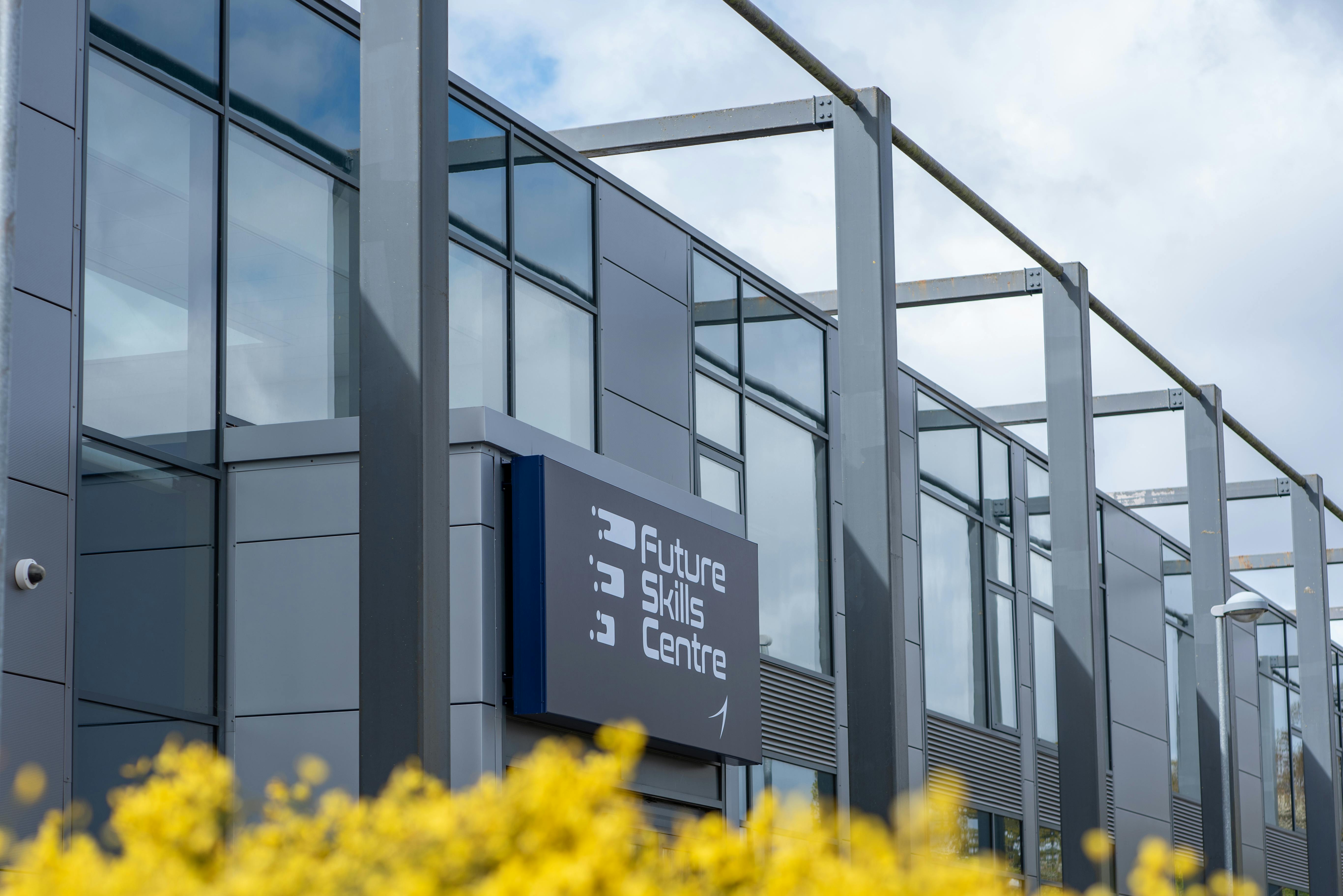 Modern Future Skills Centre venue with large windows for innovative meetings and events.