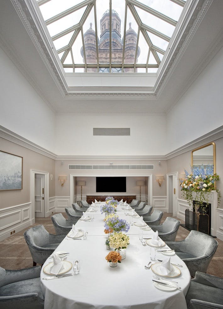 Tower Suite meeting room at The Landmark London with elegant table, ideal for corporate events.