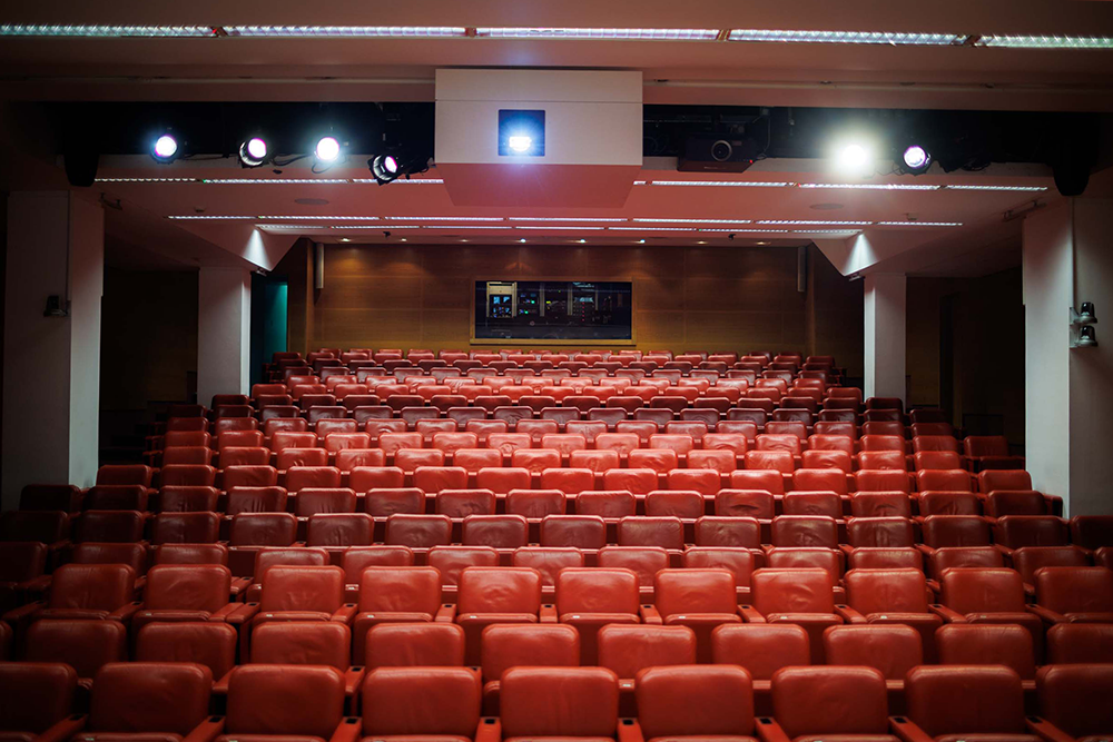 Guy Whittle Auditorium with tiered seating, ideal for conferences and presentations. - Banner