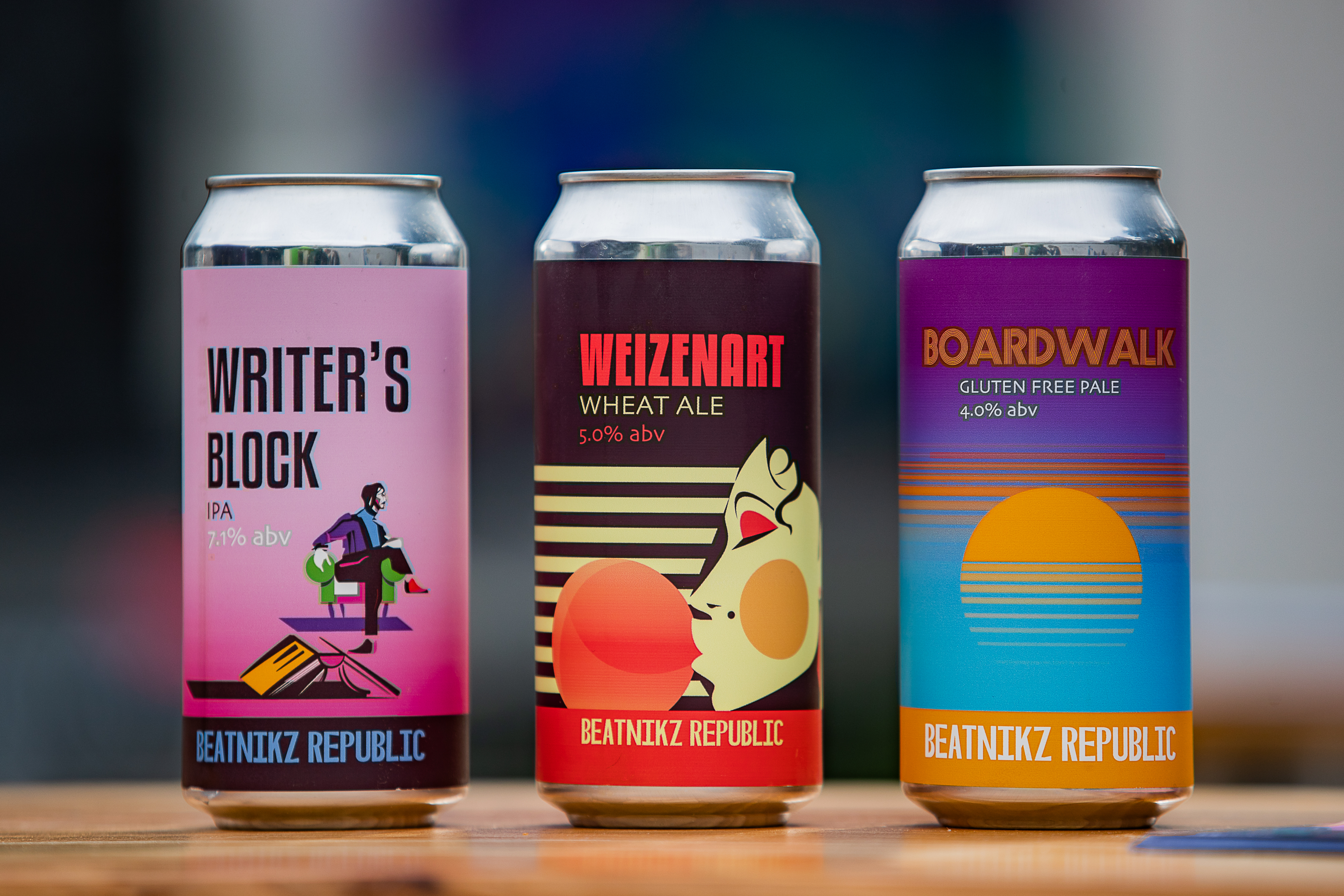 Creative craft beer cans for networking events and social gatherings.