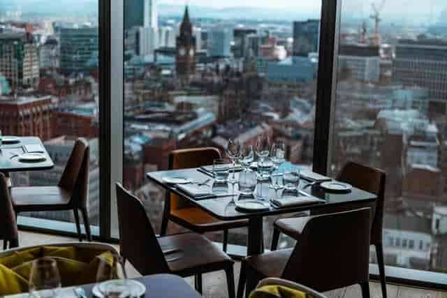 Elegant dining setup at Grill Hire, 20 Stories Restaurant, perfect for corporate events.