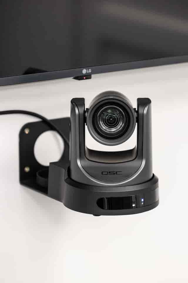 PTZ camera in Third Floor Meeting space at Stationers' Hall for hybrid events.