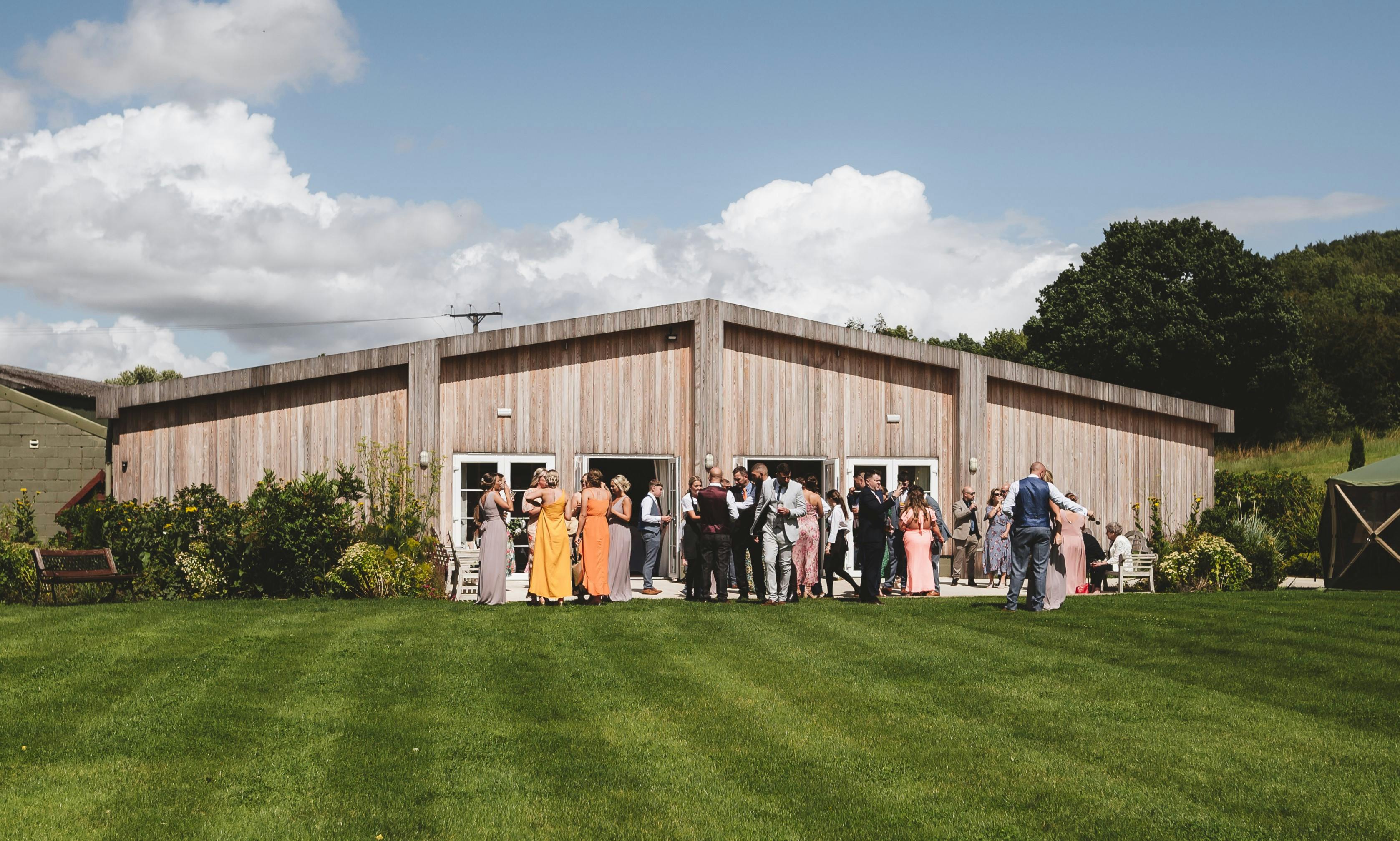 Eaton Manor Events Centre outdoor wedding venue with lush lawn and modern design.