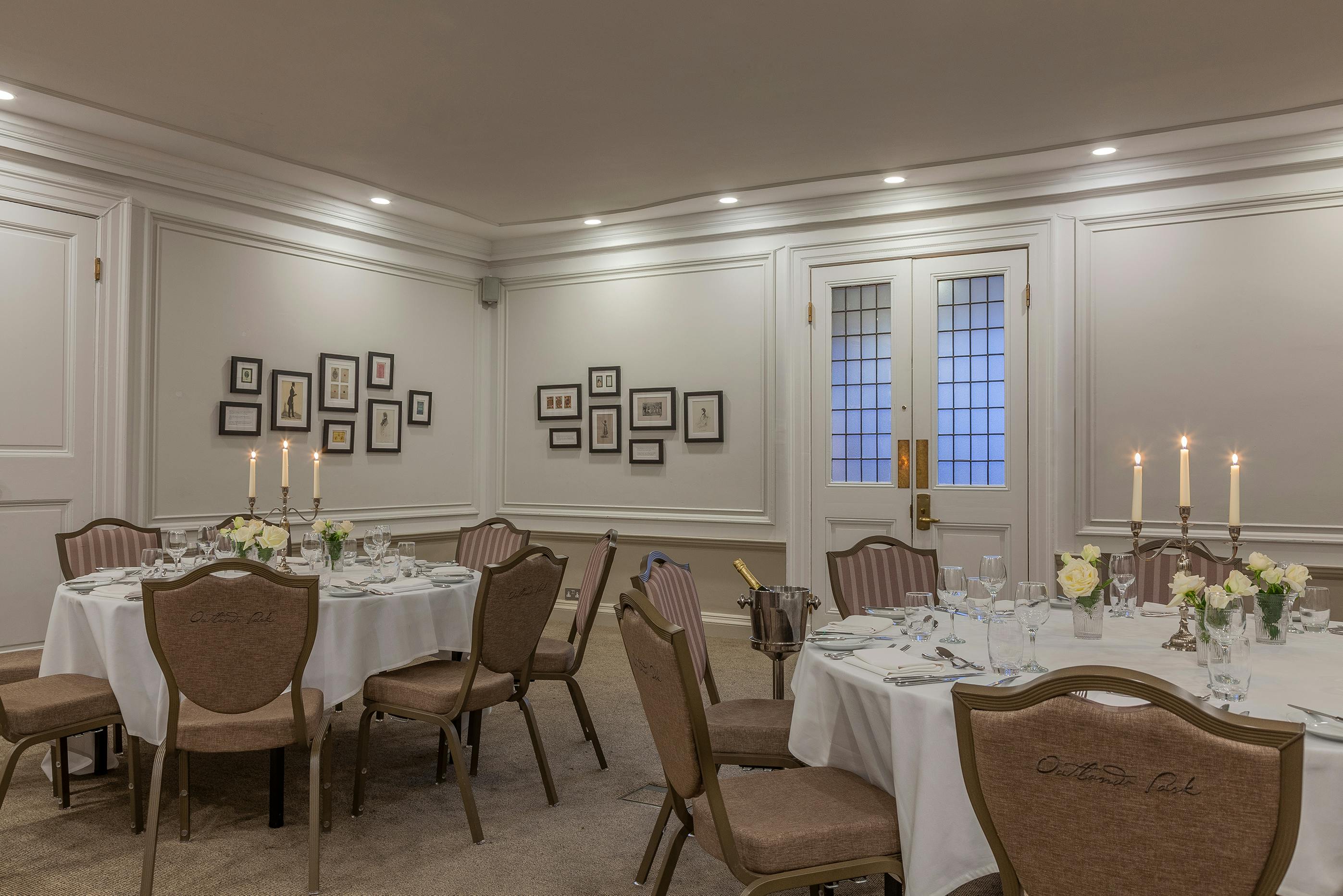 Elegant dining room at Oatlands Park Hotel, ideal for intimate gatherings and corporate events.