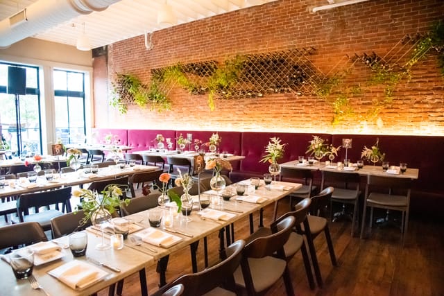 Private Dining Room in SRV Boston with elegant tables for intimate gatherings and corporate events.