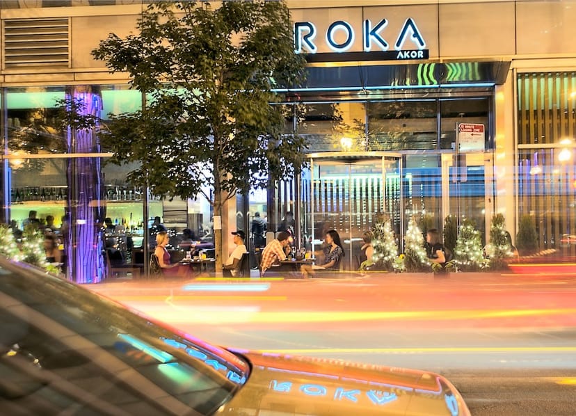 TONARI Private Dining Room at Roka Akor Chicago, vibrant outdoor space for networking events.
