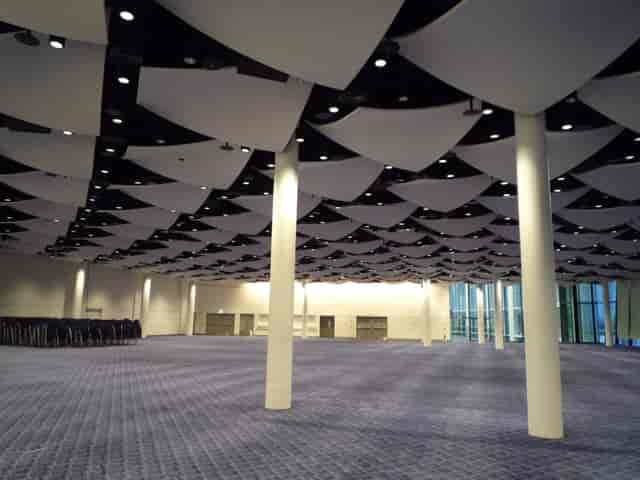 Great Hall Wembley Stadium with unique ceiling, ideal for conferences and exhibitions.