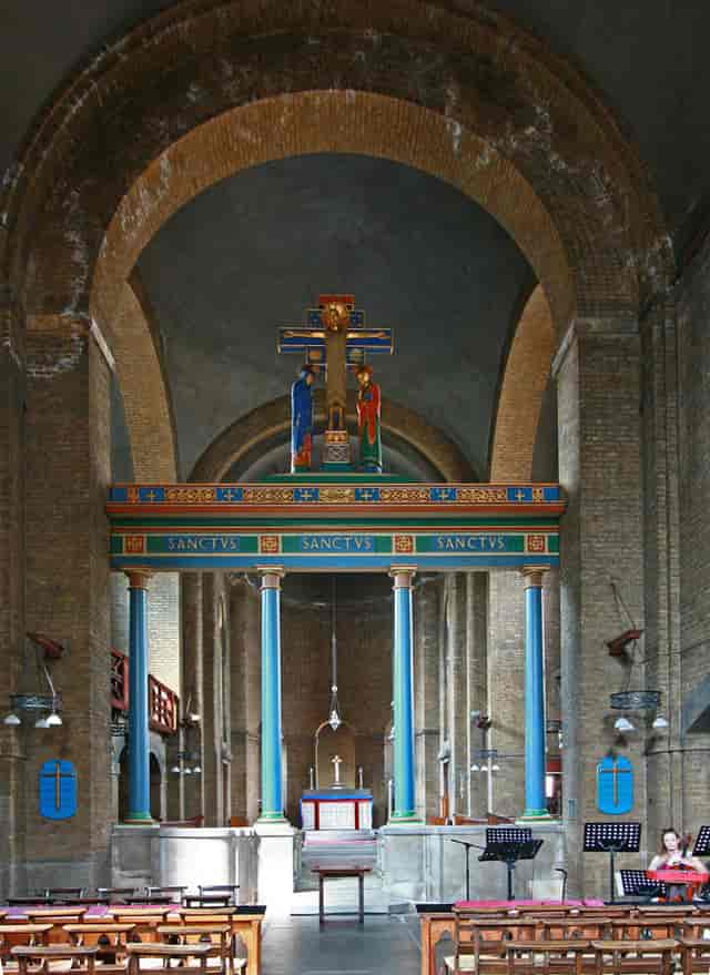 St Barnabas Church altar with intricate decor, ideal for spiritual gatherings and events.