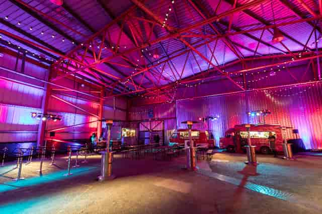 Troubadour Wembley Park Theatre with vibrant lighting, ideal for events and gatherings.