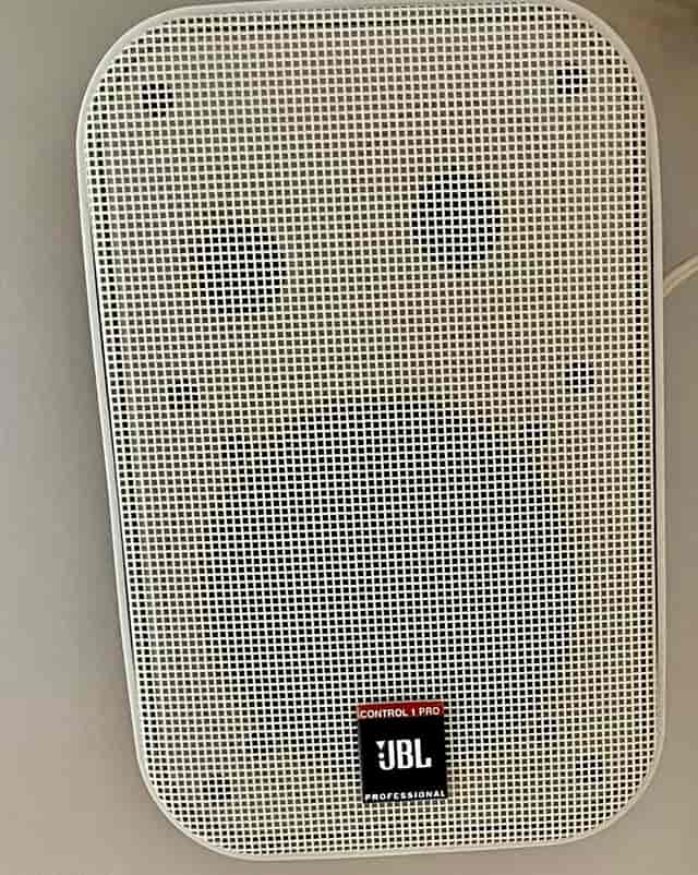 Ceiling speaker for clear audio in event spaces, enhancing engagement and communication.