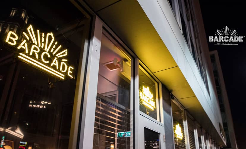 "Barcade Newark exterior, vibrant venue for parties and corporate events."