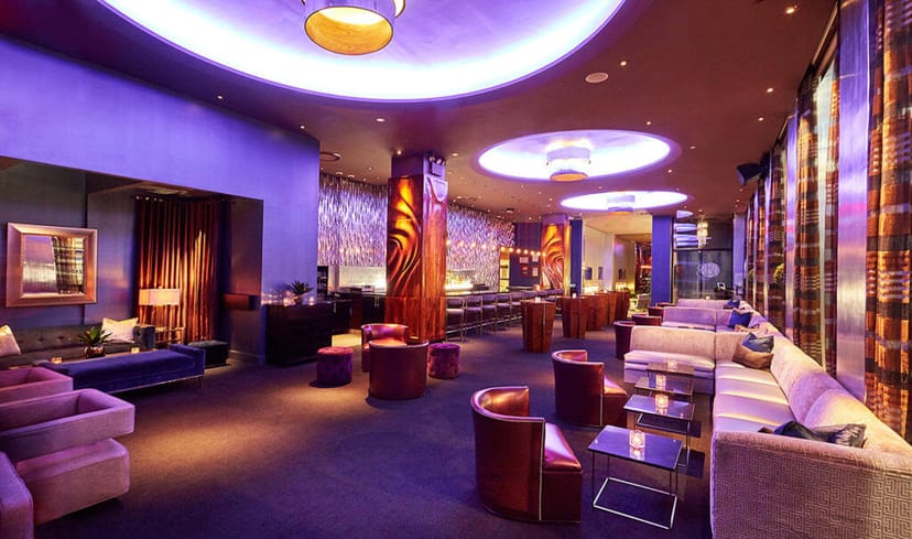 Semi-private VIP room at 48 Lounge, modern decor for cocktail receptions and gatherings.