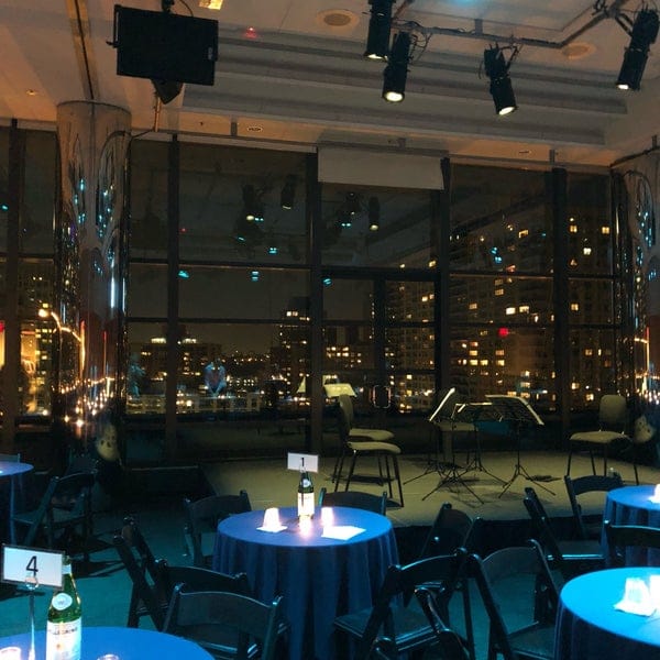 Stanley H. Kaplan Penthouse with city skyline view, perfect for elegant events and gatherings.