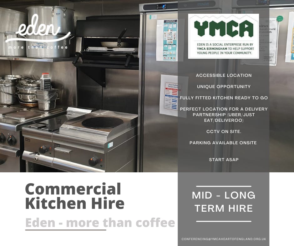 Eden Cafe Kitchen Hire: fully equipped commercial kitchen for catering events and food delivery.