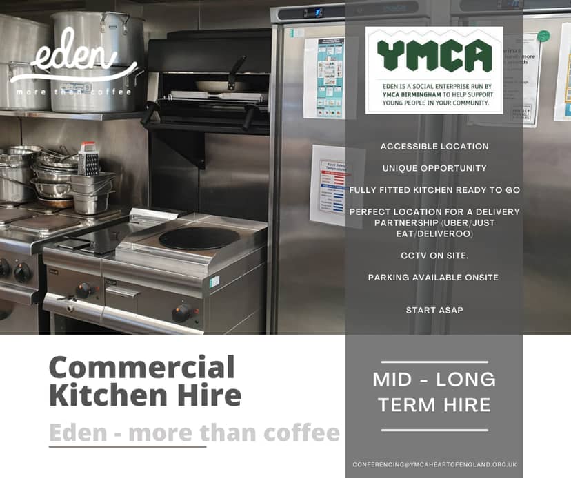 Eden Cafe Kitchen Hire: fully equipped commercial kitchen for catering events and food delivery.