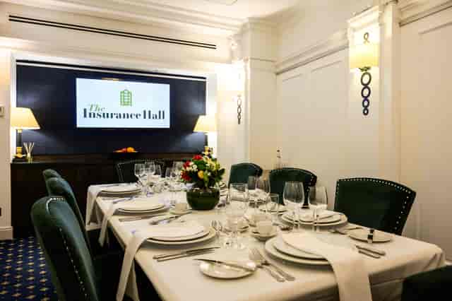 The Great Hall at The Insurance Hall, featuring grand architecture for corporate events or galas.