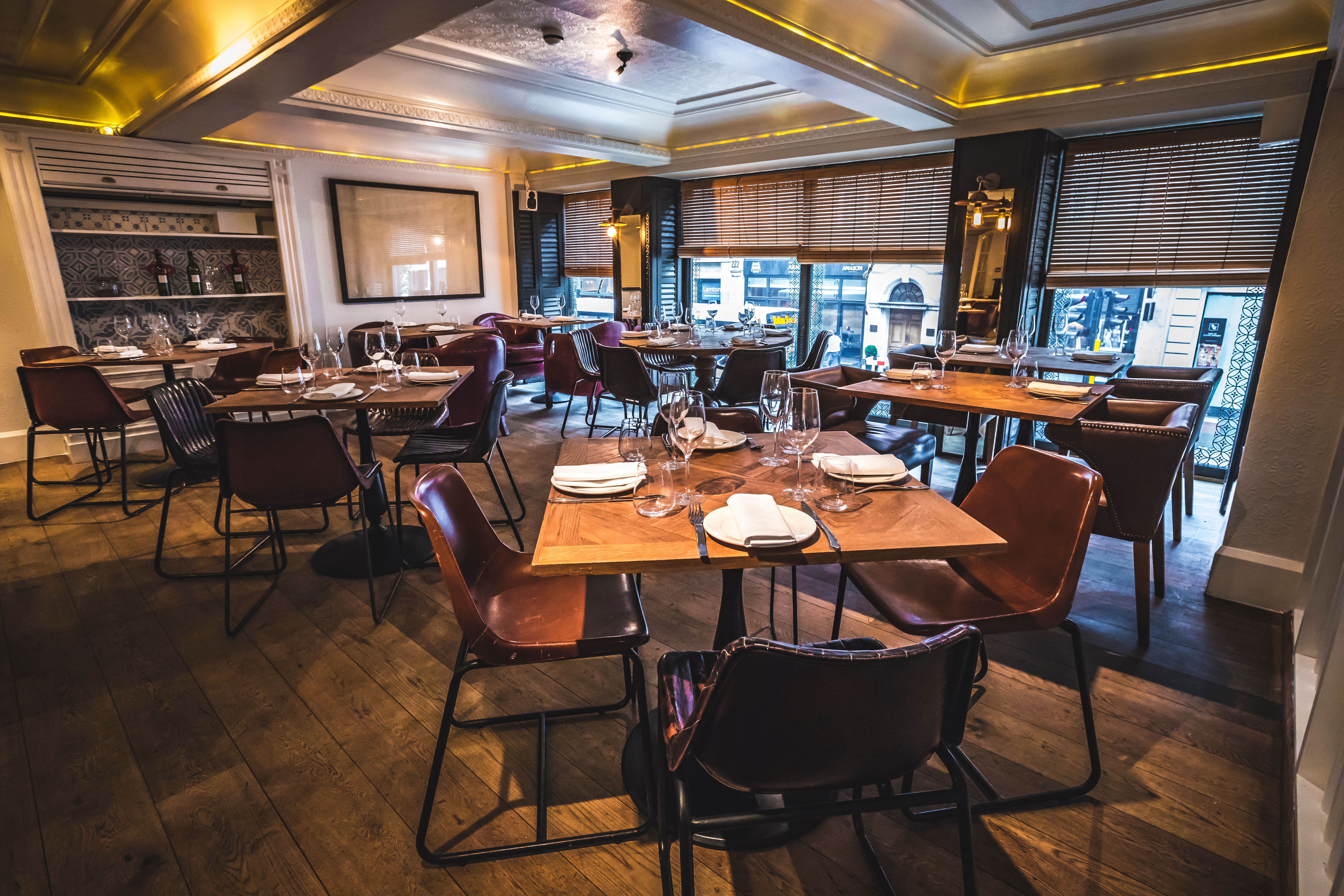 Private room Caleya in Ibérica Marylebone, stylish decor for intimate meetings and events.