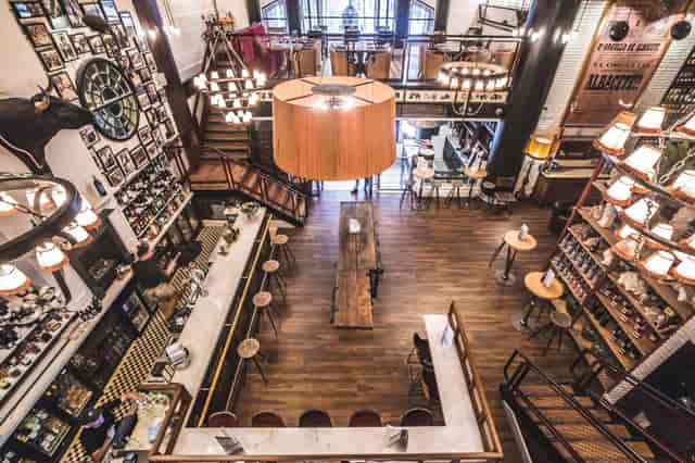 Stylish bar area in Ibérica Canary Wharf, perfect for networking events and casual meetings.