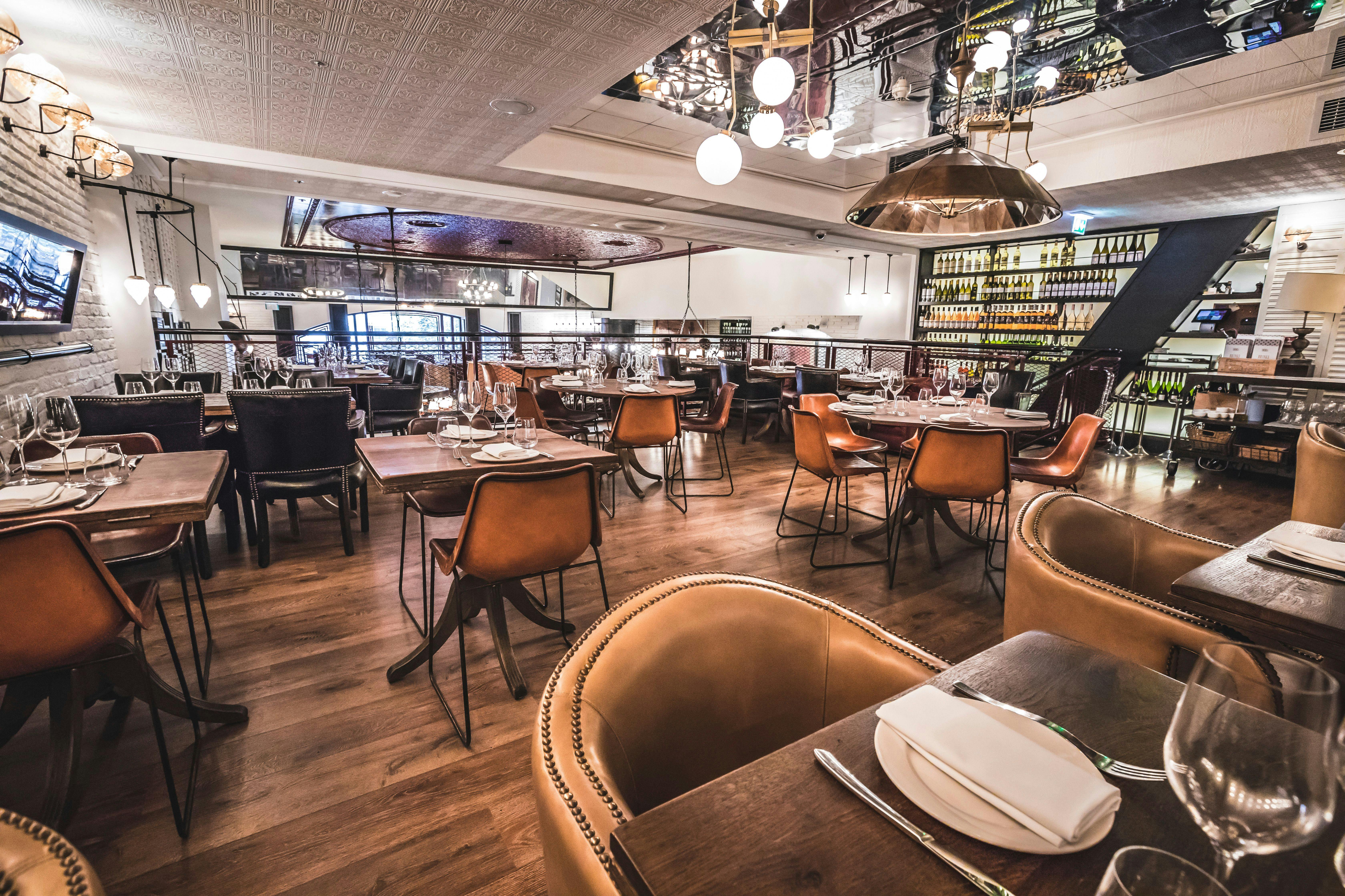 Stylish restaurant setting in Ibérica Canary Wharf for corporate events and gatherings.