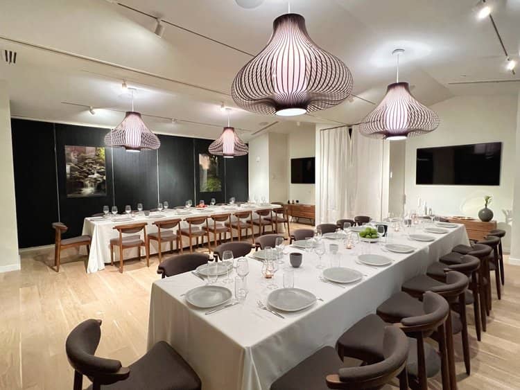 Elegant dining setup for corporate dinner at Seasons in The Henri Restaurant.