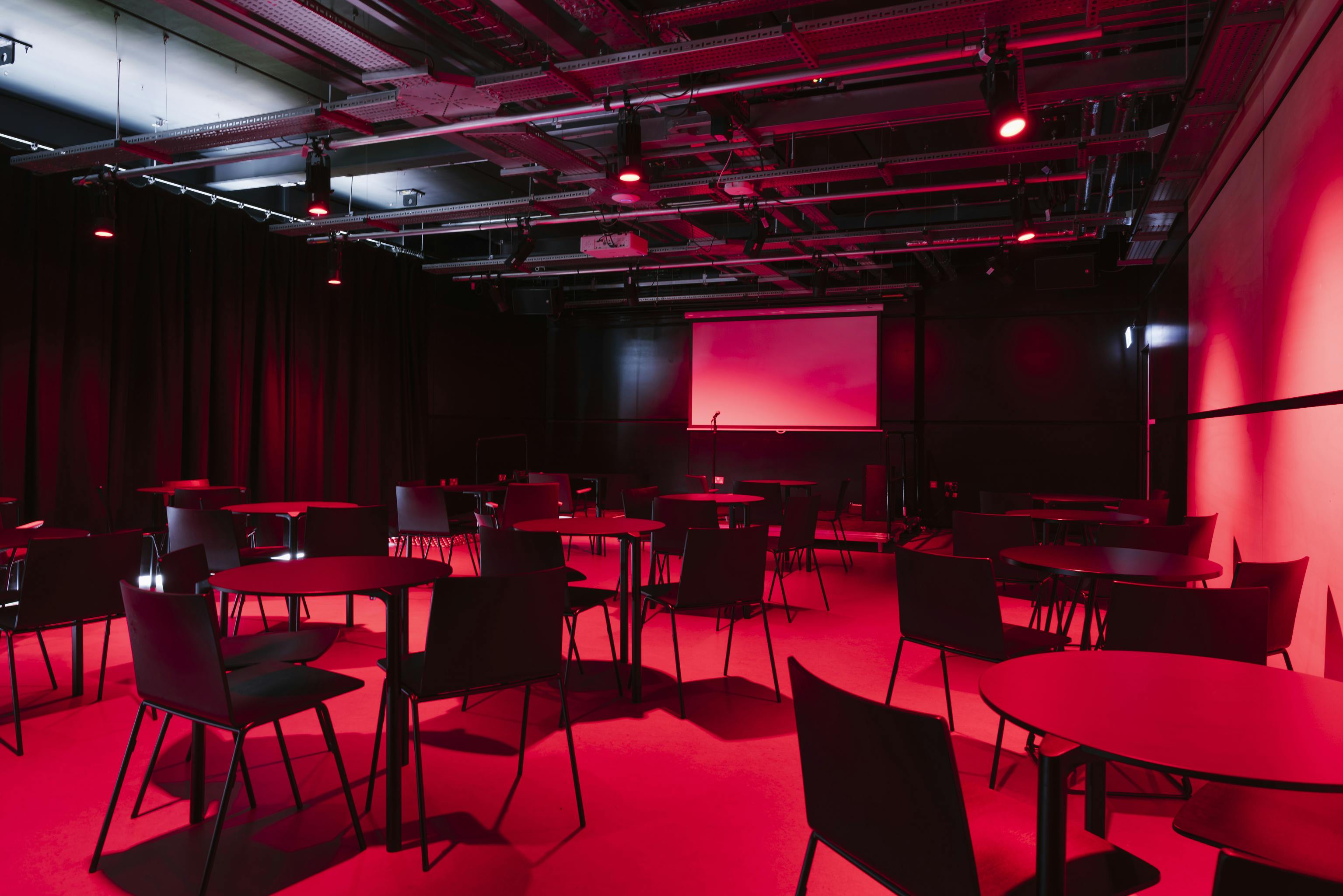 Intimate event space in Contact Theatre with flexible seating for workshops and presentations.