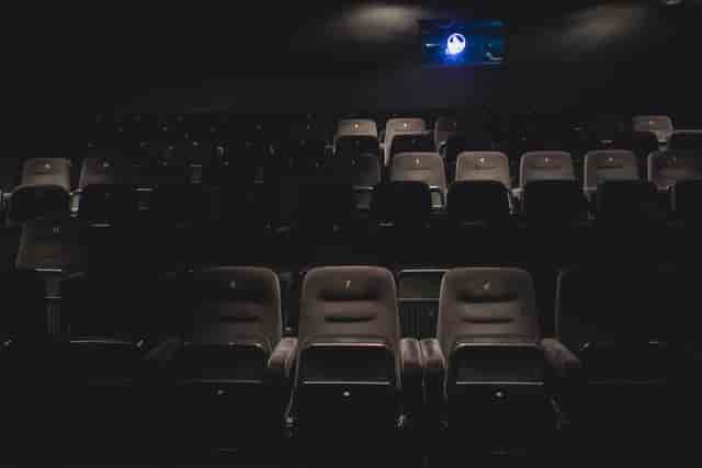 Modern cinema auditorium with plush seating, ideal for film screenings and presentations.