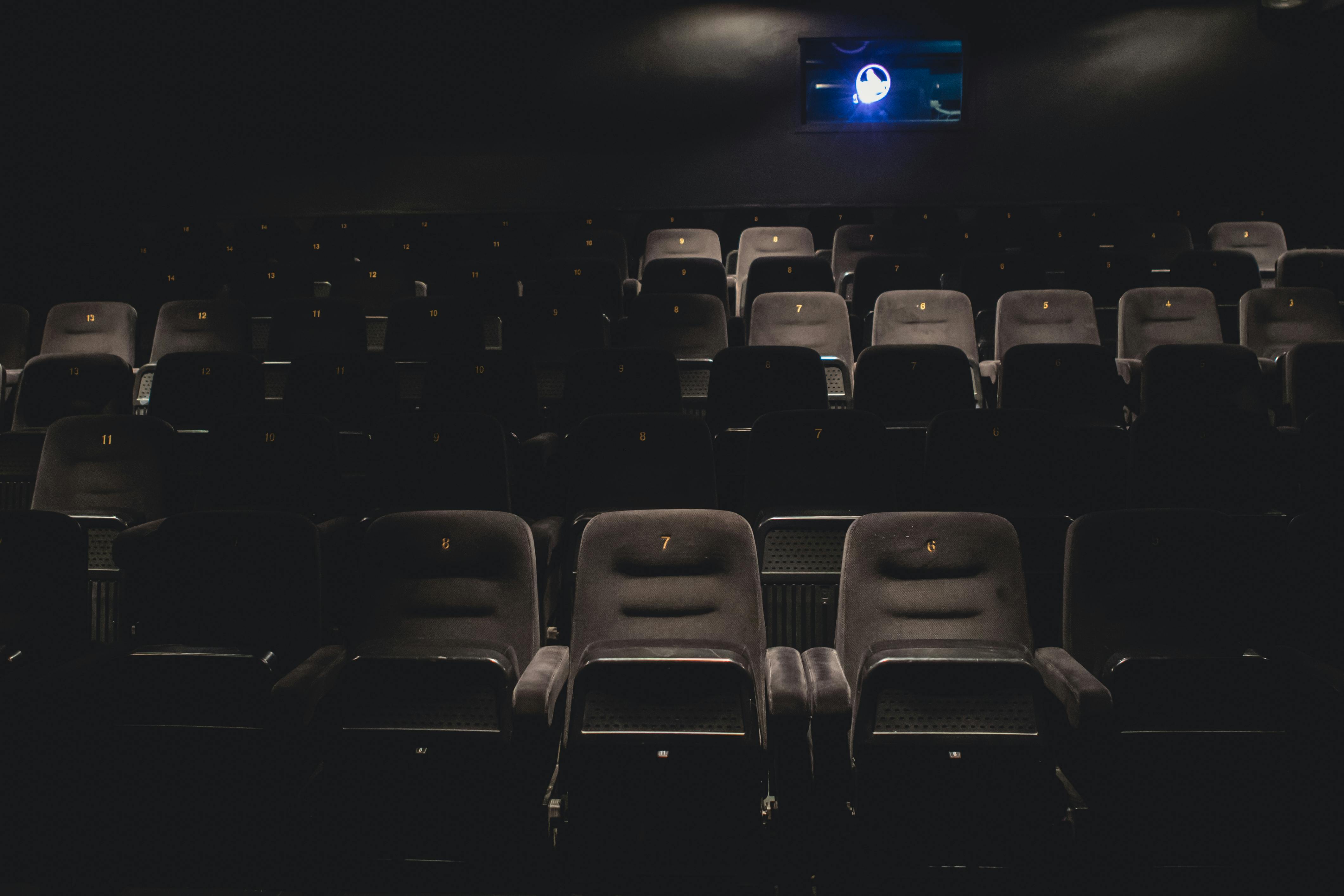 Empty plush seating in Mockingbird Cinema, ideal for intimate screenings and events.