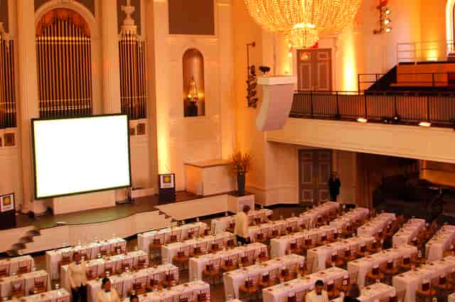Elegant ballroom at 583 Park Avenue, ideal for conferences and banquets.