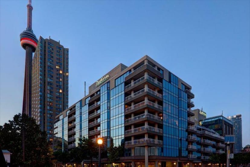 Modern urban venue at Radisson Blu Toronto, ideal for corporate events near CN Tower.