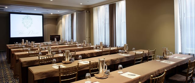 Grand Ballroom at The Plaza, NYC: elegant meeting setup for corporate events.