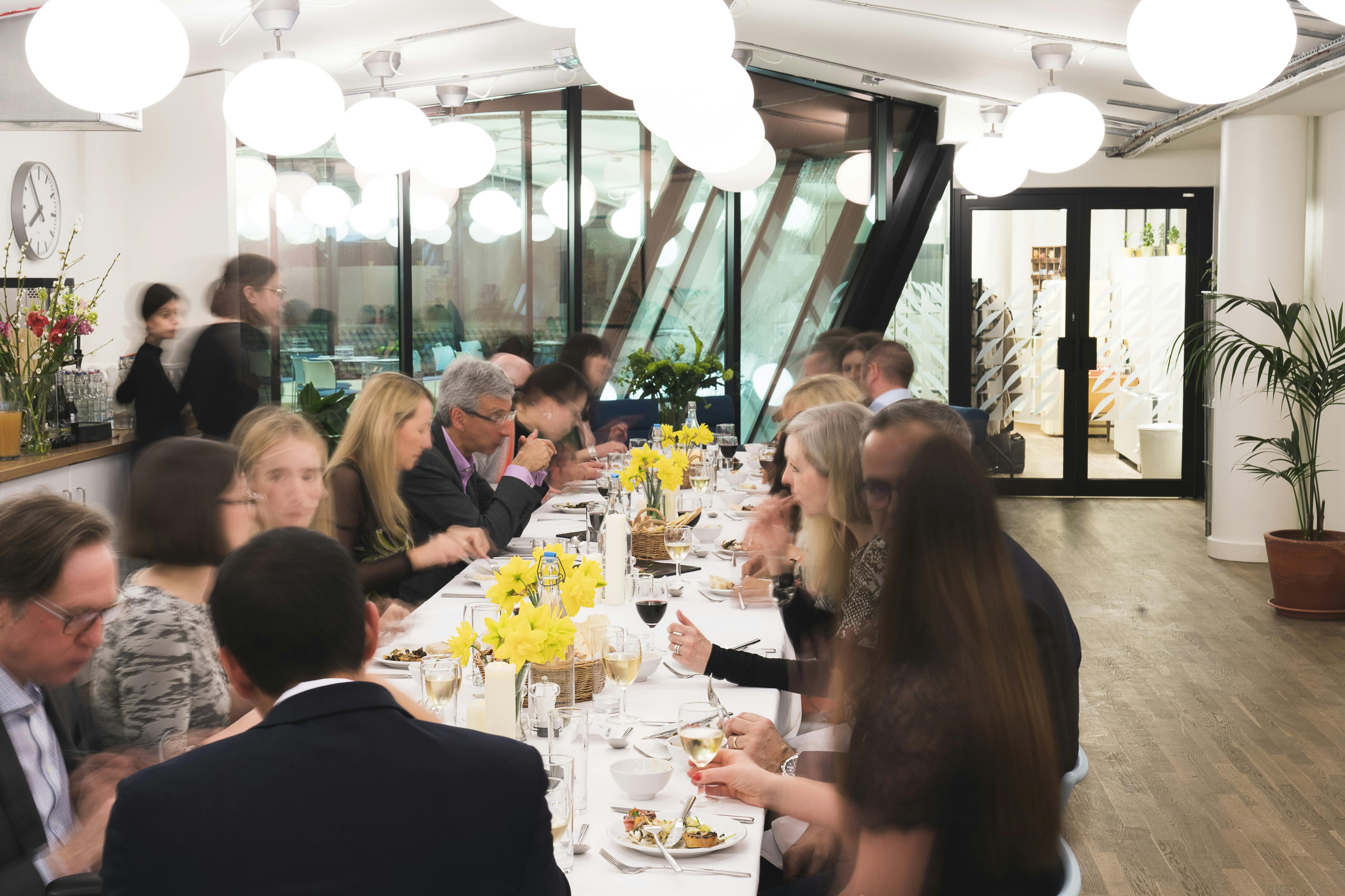 "Intimate dinner event in modern Penthouse B, Wallacespace Clerkenwell Green."