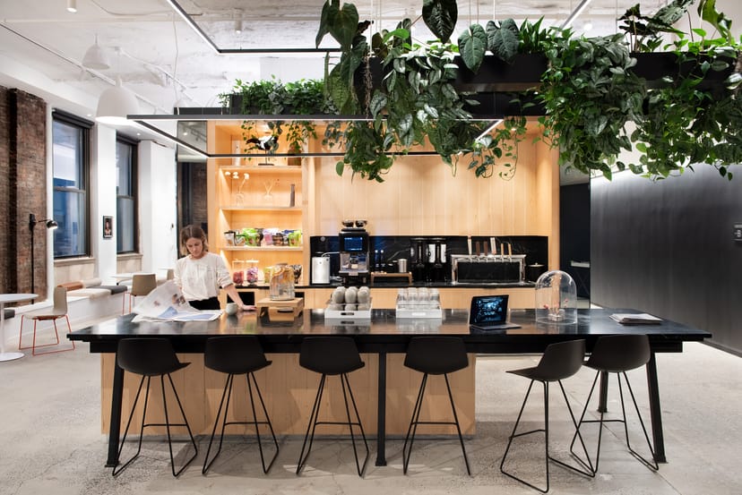 Modern kitchen in Convene 101 Greenwich St, ideal for networking events and meetings.