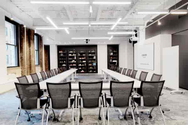 Modern conference room with ergonomic chairs for collaborative meetings in NYC.