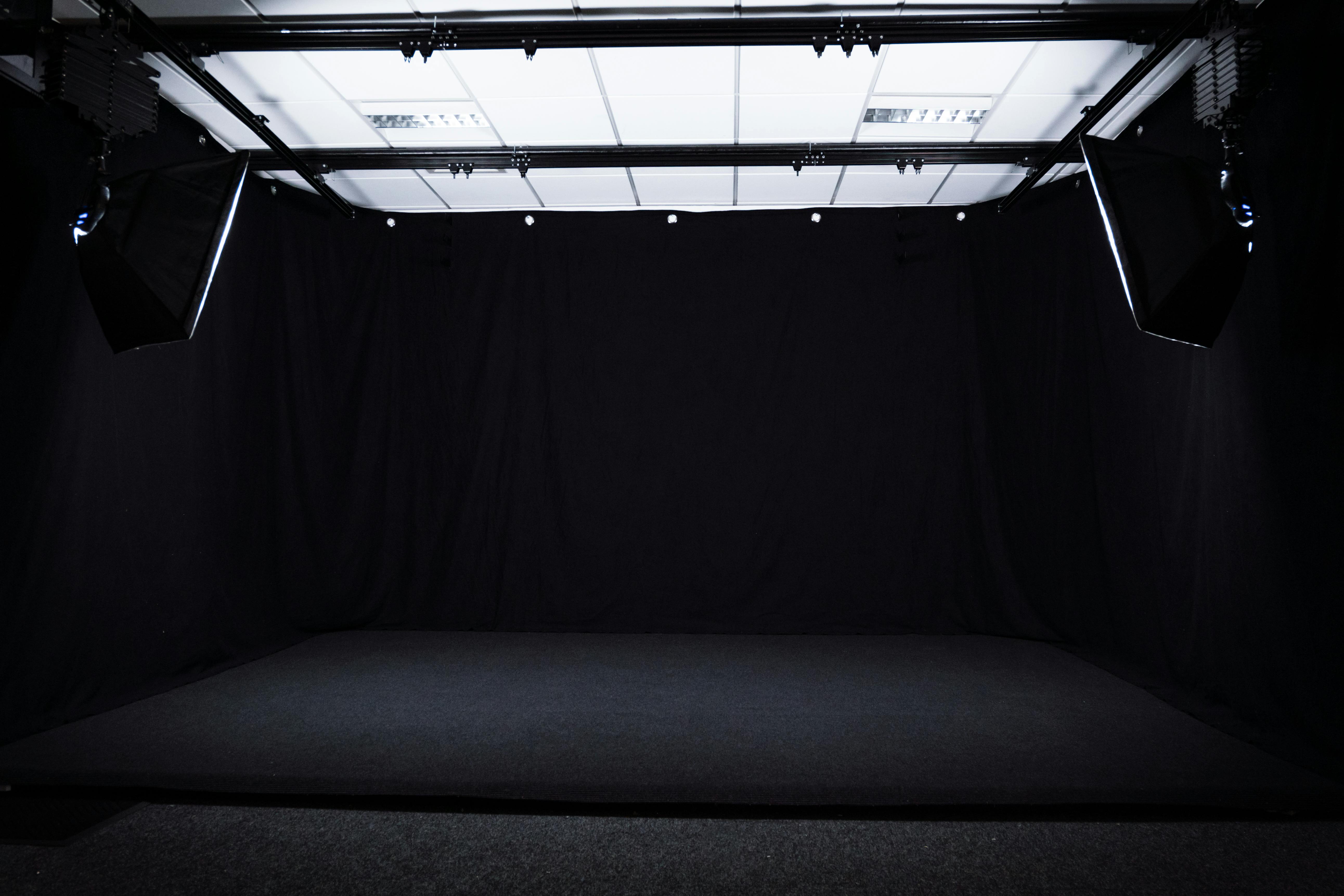 Black Out Film/Photo Studio in SE London with black backdrop for versatile events.