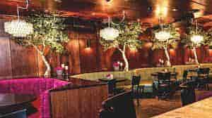 Stylish venue at The Park at 14th with elegant chandeliers for networking events.