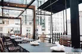 Stylish outdoor terrace at Bar Deco, perfect for networking events and gatherings.