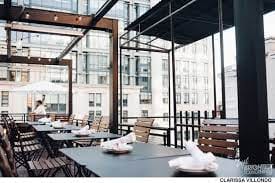 Stylish outdoor terrace at Bar Deco, perfect for networking events and gatherings.