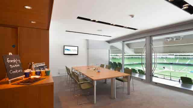Modern corporate box in Aviva Stadium, ideal for meetings and presentations.