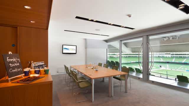 Modern corporate box in Aviva Stadium, ideal for meetings and presentations.