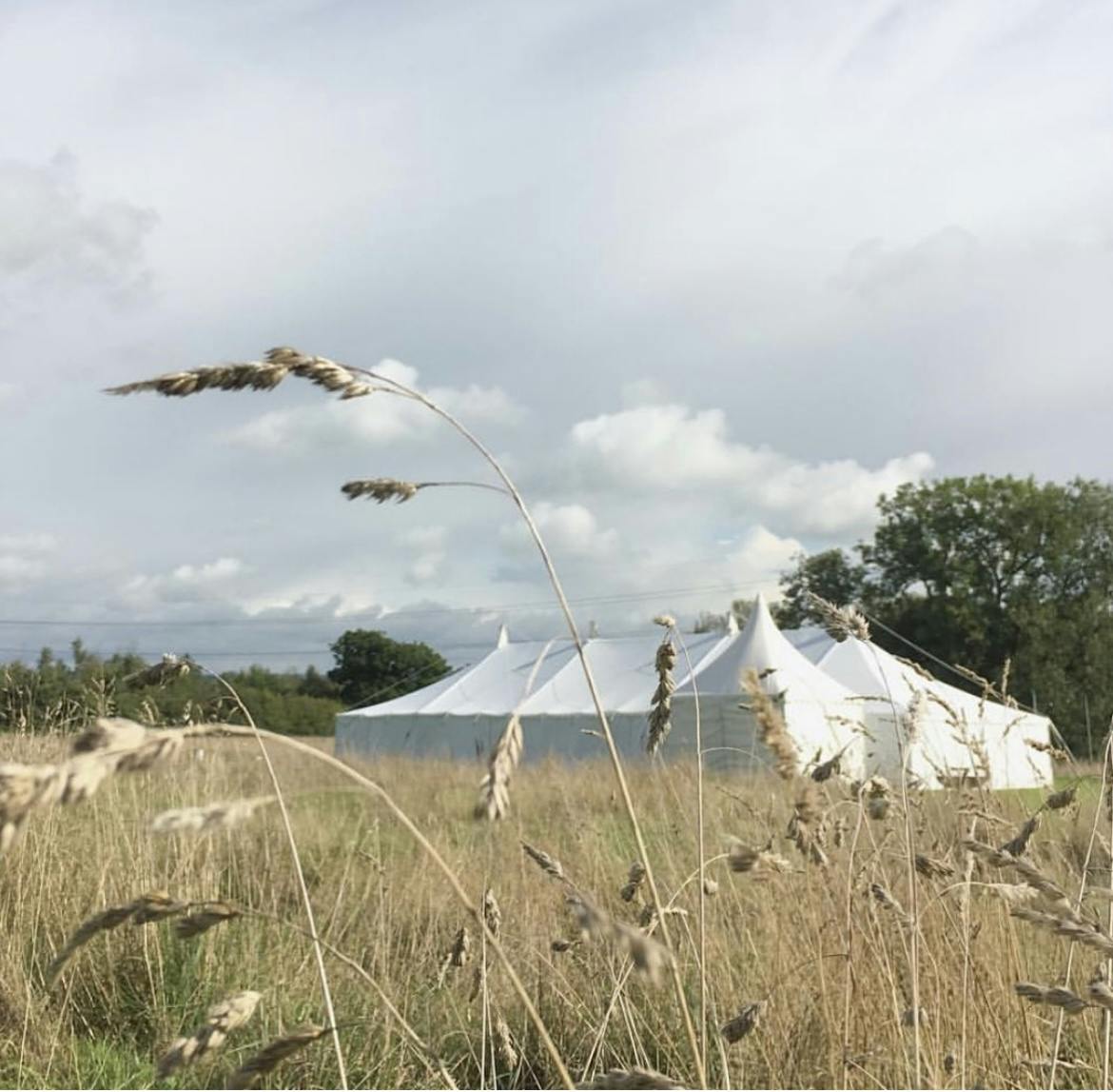 Spacious outdoor tent at Church Farm Estate, perfect for weddings and corporate retreats.