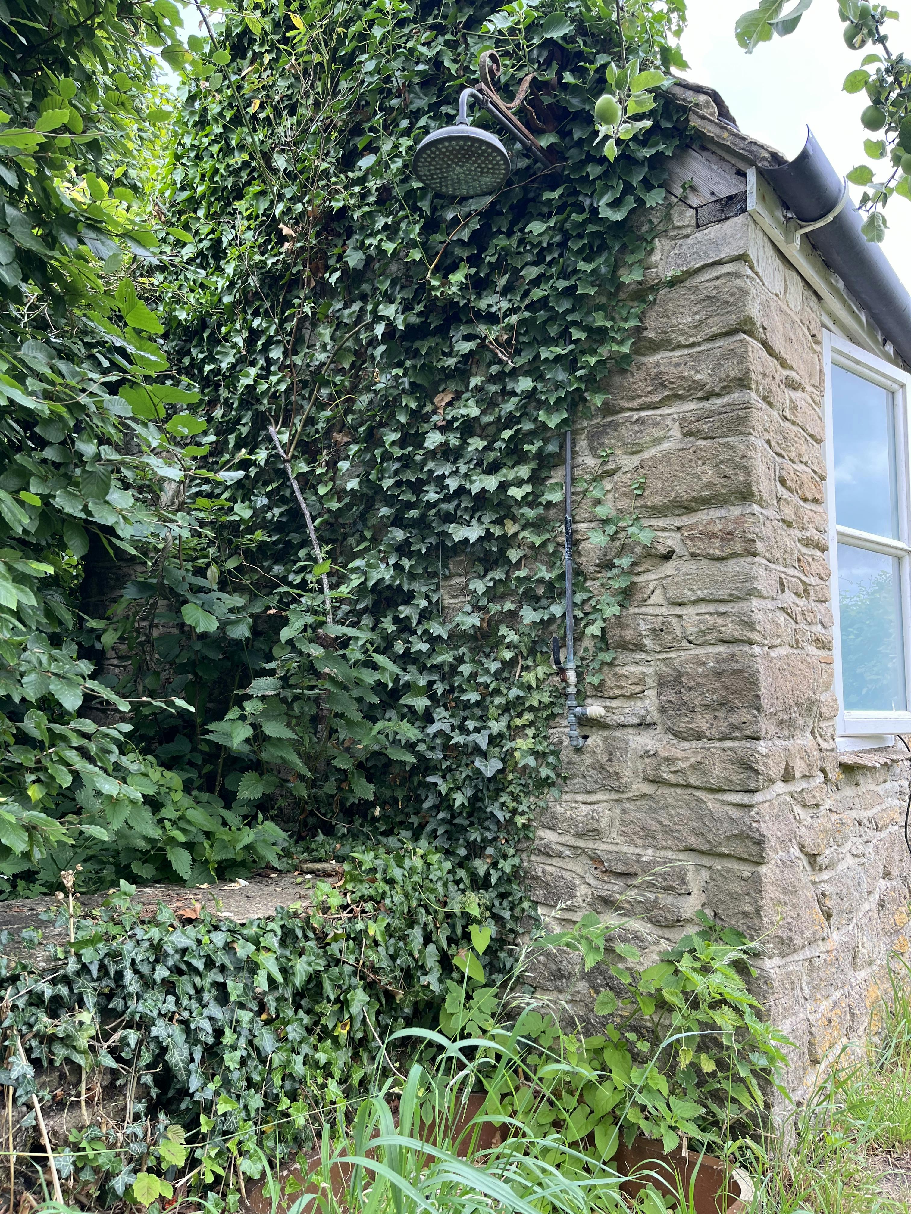 Charming stone farmhouse with ivy, perfect for intimate gatherings and retreats.