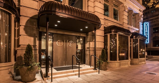 Elegant Arlington Room entrance at Ocean Prime DC, perfect for upscale events and gatherings.
