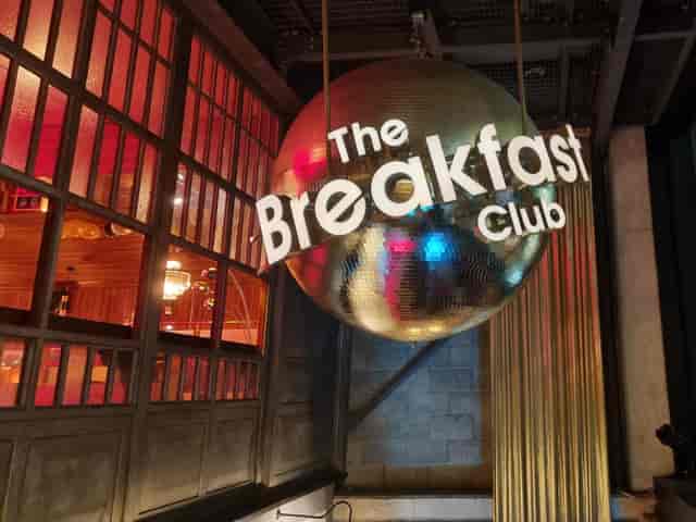 Vibrant venue at The Breakfast Club Canary Wharf with disco ball, perfect for events.