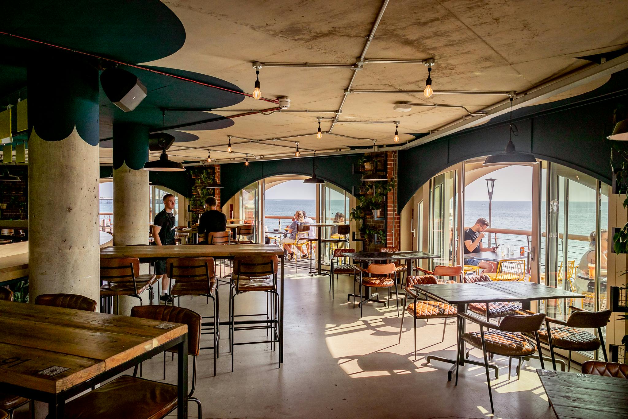 Stylish Mezzanine in Shelter Hall with sea views, ideal for networking events.